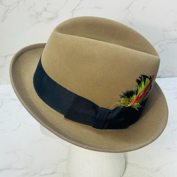 Vintage Brooks Brothers Fedora Hat Size 7 Felt Feather Band - Picture 6 of 11
